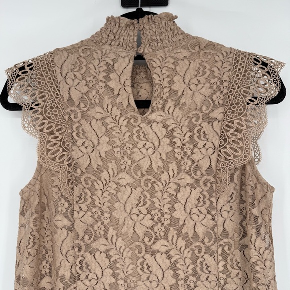 Cable & Gage Lace Sleeveless top size Sm Romantic Victorian Lined Champagne - Picture 3 of 9